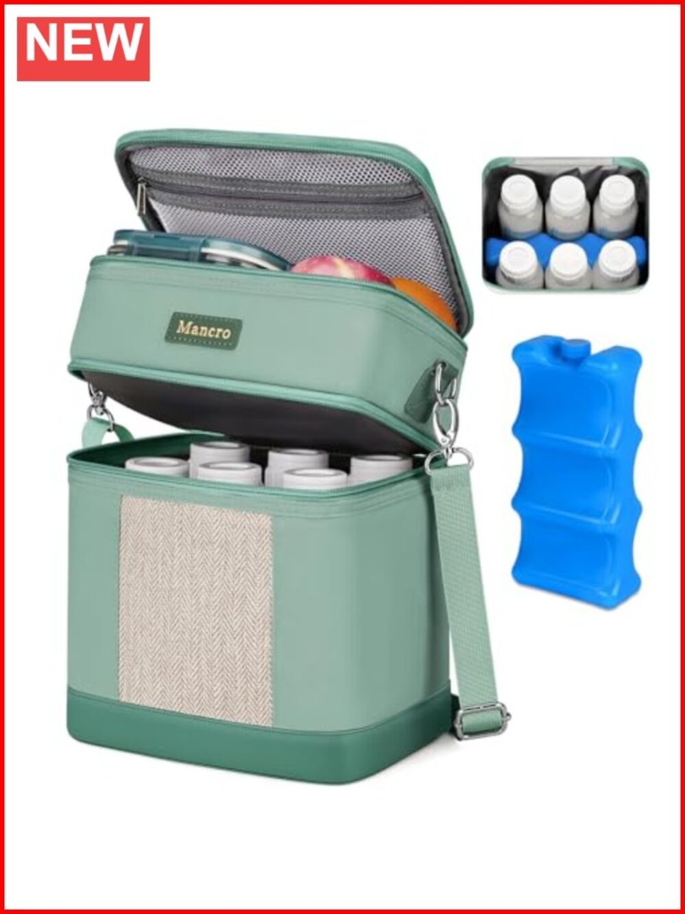 Insulated Breast Milk Cooler Bag Fits 6 Bottles Leakproof